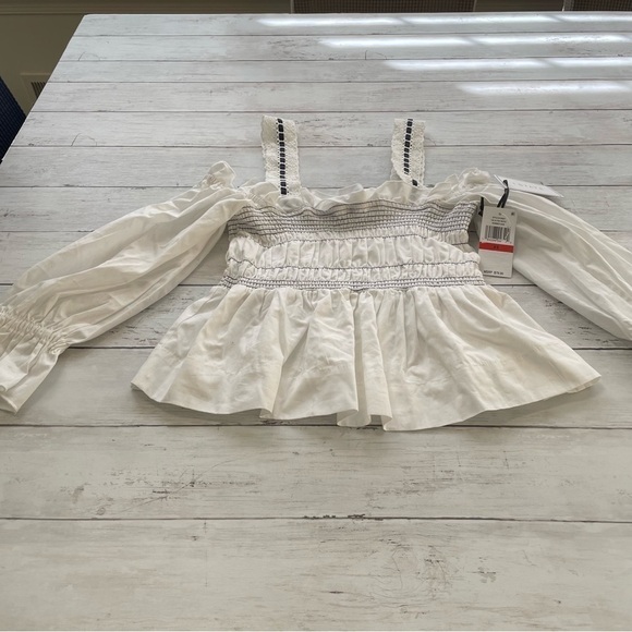 1. State Cold Shoulder Cotton Poplin Top in Ultra White Nordstrom Size XS - Picture 8 of 8